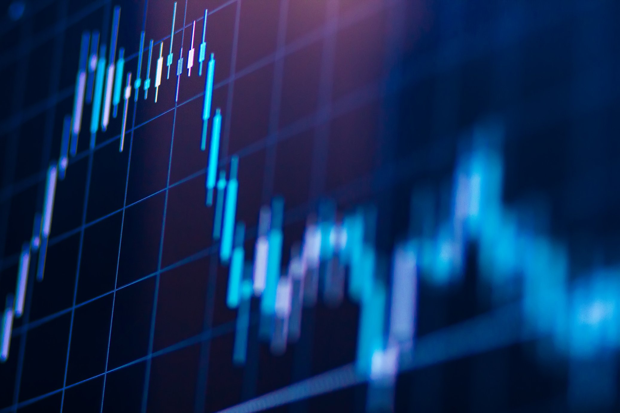 Forex market charts on computer display